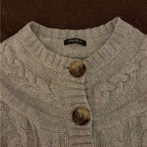 Eddie Bauer Light Gray Cable Knit Cardigan